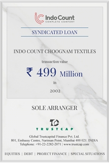 Syndicated Loan of Project & Structured Finance for Indo Count Choognam Textiles