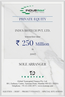 PRIVATE EQUITY of Capital Markets - ECM & DCM for Indus Biotech Private Limited