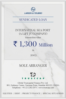 Syndicated Loan of Project & Structured Finance for Internatinal Sea Port (a L&T JV Company)