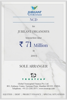 Non-Convertible Bonds of Capital Markets - ECM & DCM for Jubilant Organosys