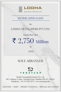 Syndicated Loan of Project & Structured Finance for Lodha Developers Pvt. Ltd.