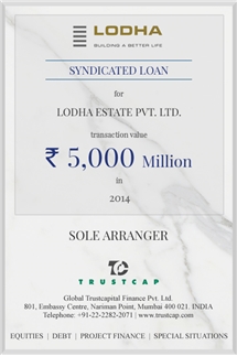 Syndicated Loan of Project & Structured Finance for Lodha Estate Pvt. Ltd.