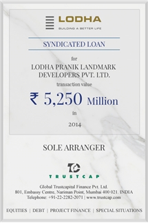 Syndicated Loan of Project & Structured Finance for Lodha Pranik Landmark Developers Pvt. Ltd.
