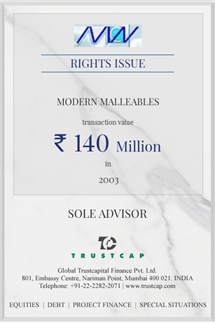 Right Issue of Capital Markets - ECM & DCM for Modern Malleables