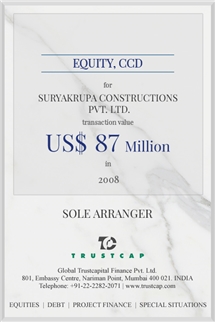 Private Equity & CCD of Capital Markets - ECM & DCM for Suryakrupa Constructions Pvt. Ltd.