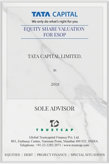 Equity Share Valuation for ESOP of M&A and Transaction Advisory Services for Tata Capital Limited