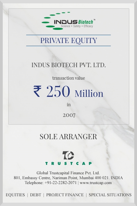 PRIVATE EQUITY of Capital Markets - ECM & DCM for Indus Biotech Private Limited