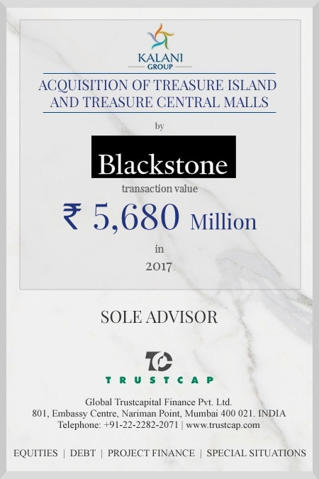 Acquisition of Treasure Island and Treasure Central Malls of M&A and Transaction Advisory Services for The Blackstone Group